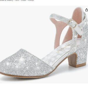 New in Box Laurmosa Girls silver sparkle dress shoe sz 13